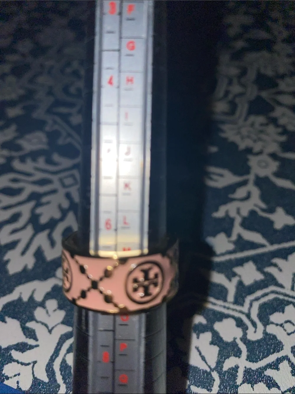 Tory Burch Baby Pink and Gold Band Kira Ring